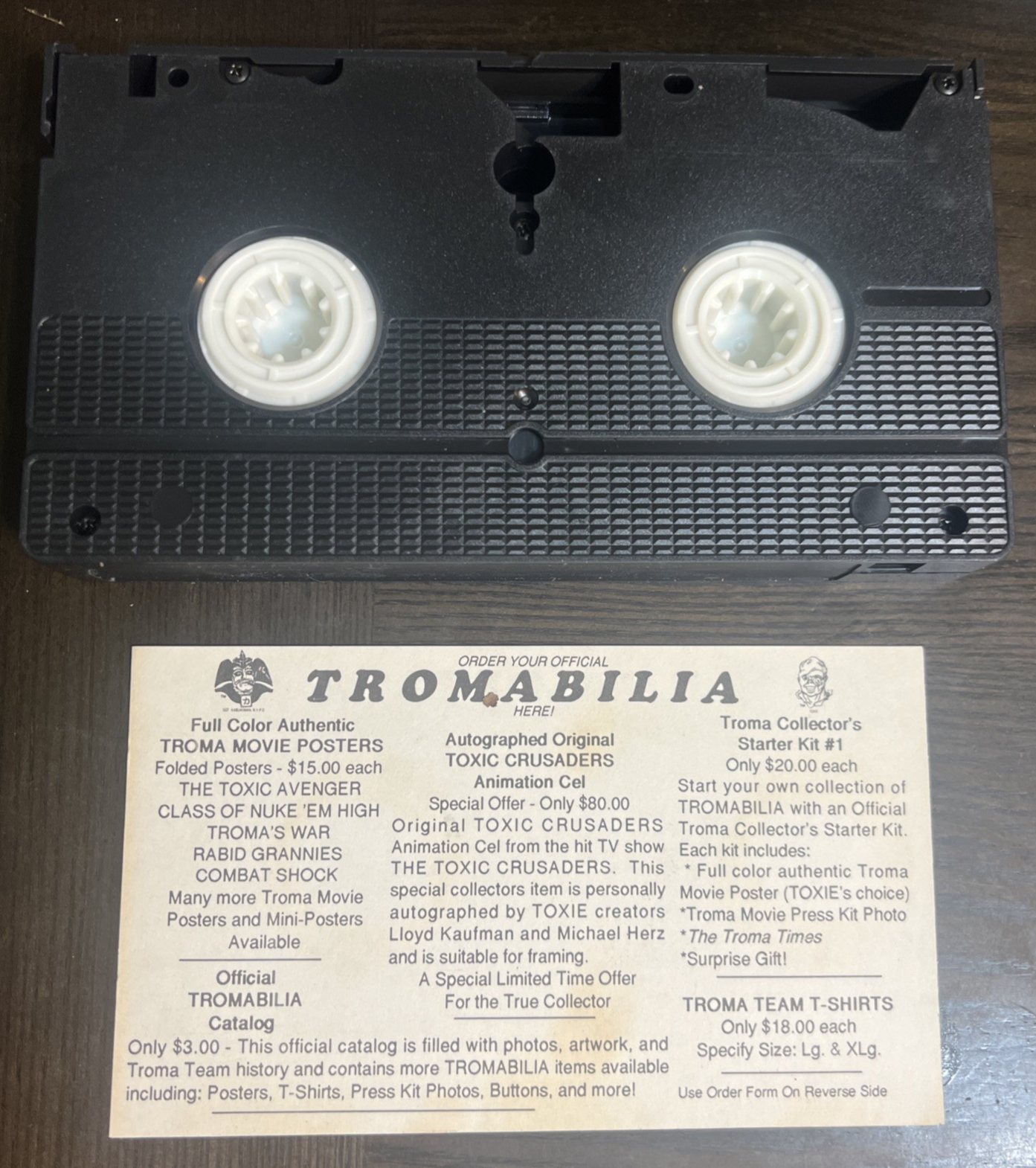 CLASS OF NUKE'EM HIGH VHS TROMA #7009 SCARCE NICE WITH TROMABILIA ORDER CARD