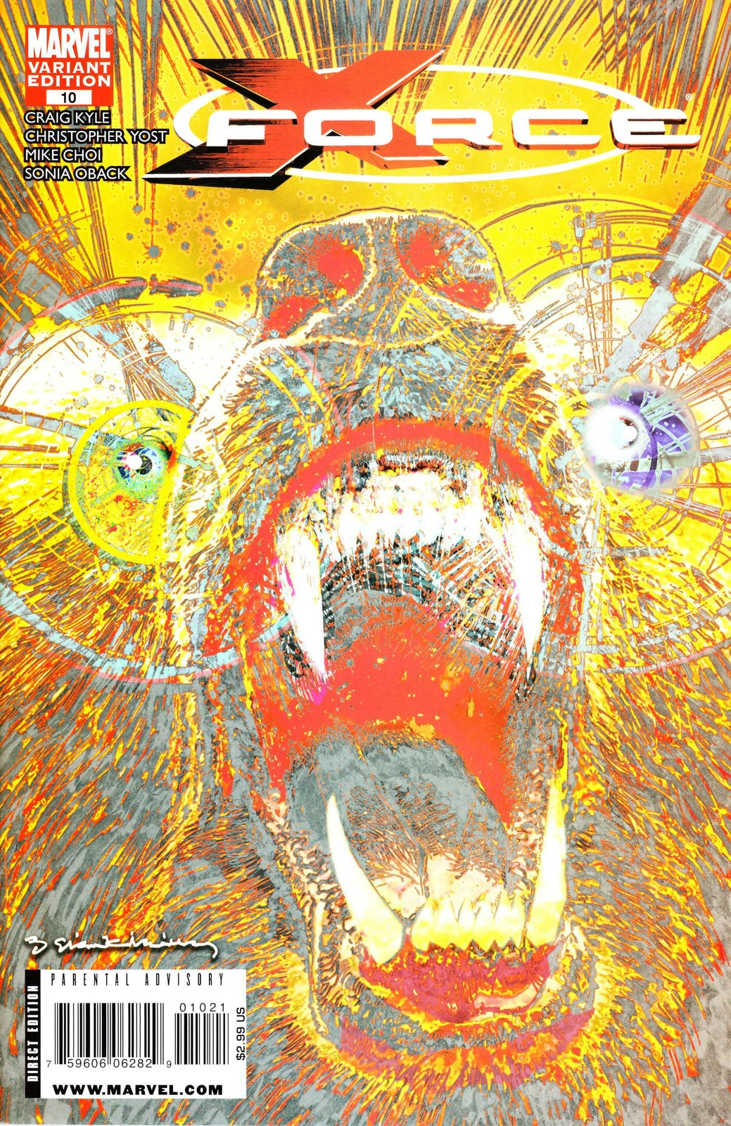 X-FORCE #10 1:10 Sienkiewicz DEMON BEAR VARIANT NM 1ST PRINT MARVEL 2008