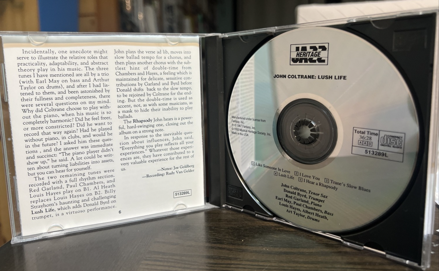 John Coltrane Lush Life CD Jazz Heritage 1993 Musical Heritage Release