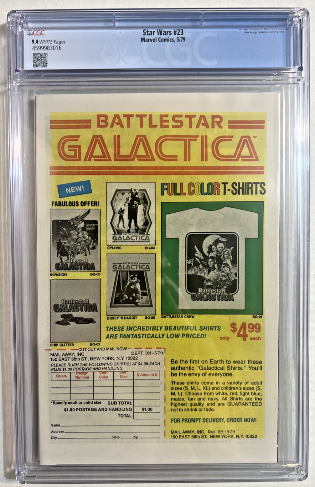 STAR WARS #23 CGC 9.4 MARVEL COMICS DARTH VADER COVER 1979 WHITE PAGES NEWSSTAND