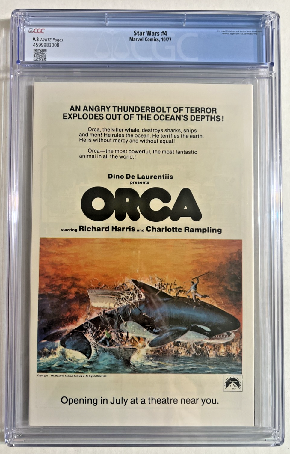 STAR WARS #4 CGC 9.8 MARVEL COMICS 1977 WHITE PGS 30¢ w/UPC 1st PRINT