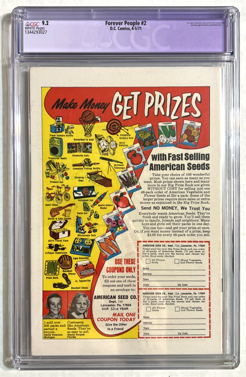 FOREVER PEOPLE #2 CGC 9.2 SLIGHT RESTORATION JACK KIRBY DC COMICS 1971