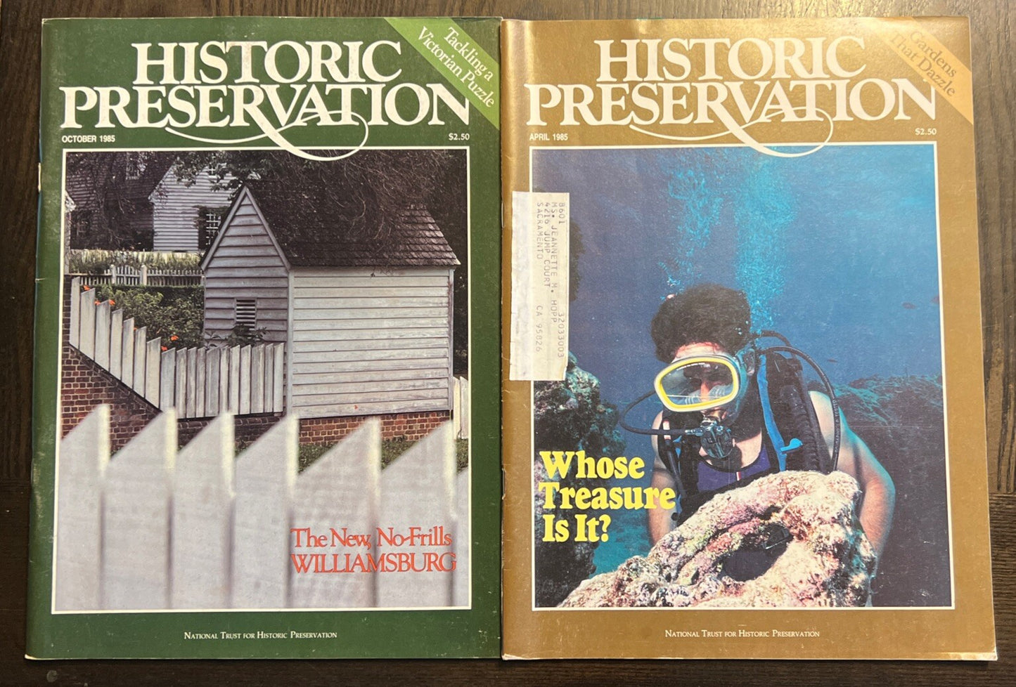 HISTORIC PRESERVATION magazines APRIL and OCTOBER 1985 X2