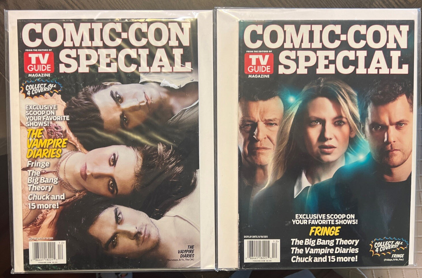 TV Guide X2 SDCC 2011 Exclusive Covers FRINGE and VAMPIRE DIARIES