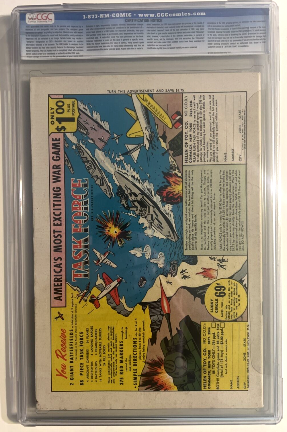 OUR ARMY AT WAR #143 CGC 7.0 DC COMICS 1964 SILVER AGE SGT ROCK JOE KUBERT