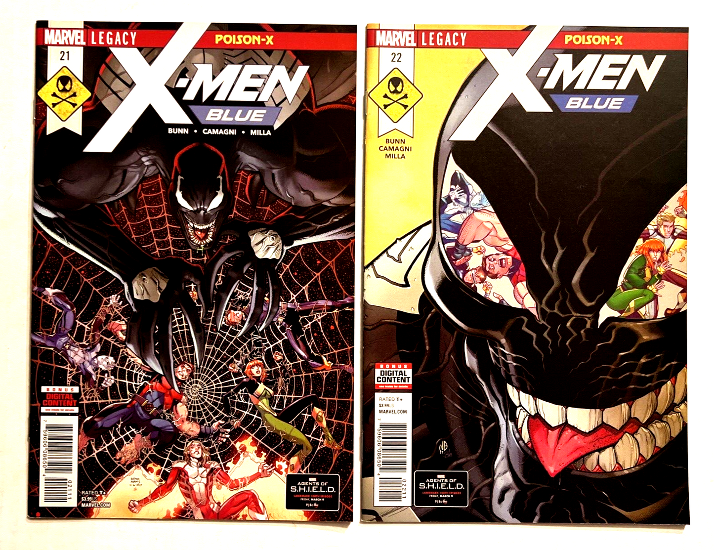 SET OF 2 X-MEN BLUE #21 AND #22 VENOM POISON-X MARVEL COMICS NM 2018