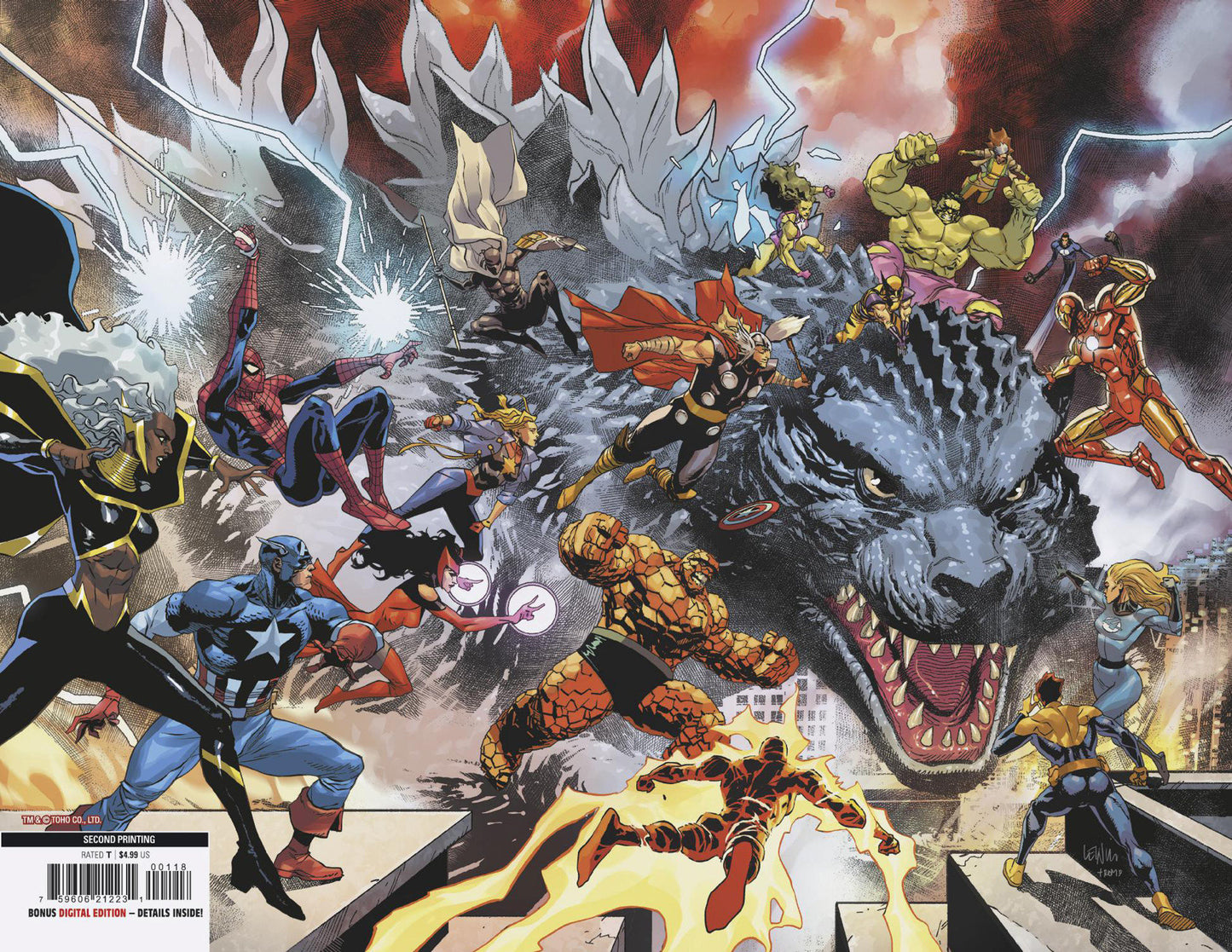 Godzilla vs. Fantastic Four #1 Leinil Yu Wraparound Ratio Virgin 2nd Printing Variant