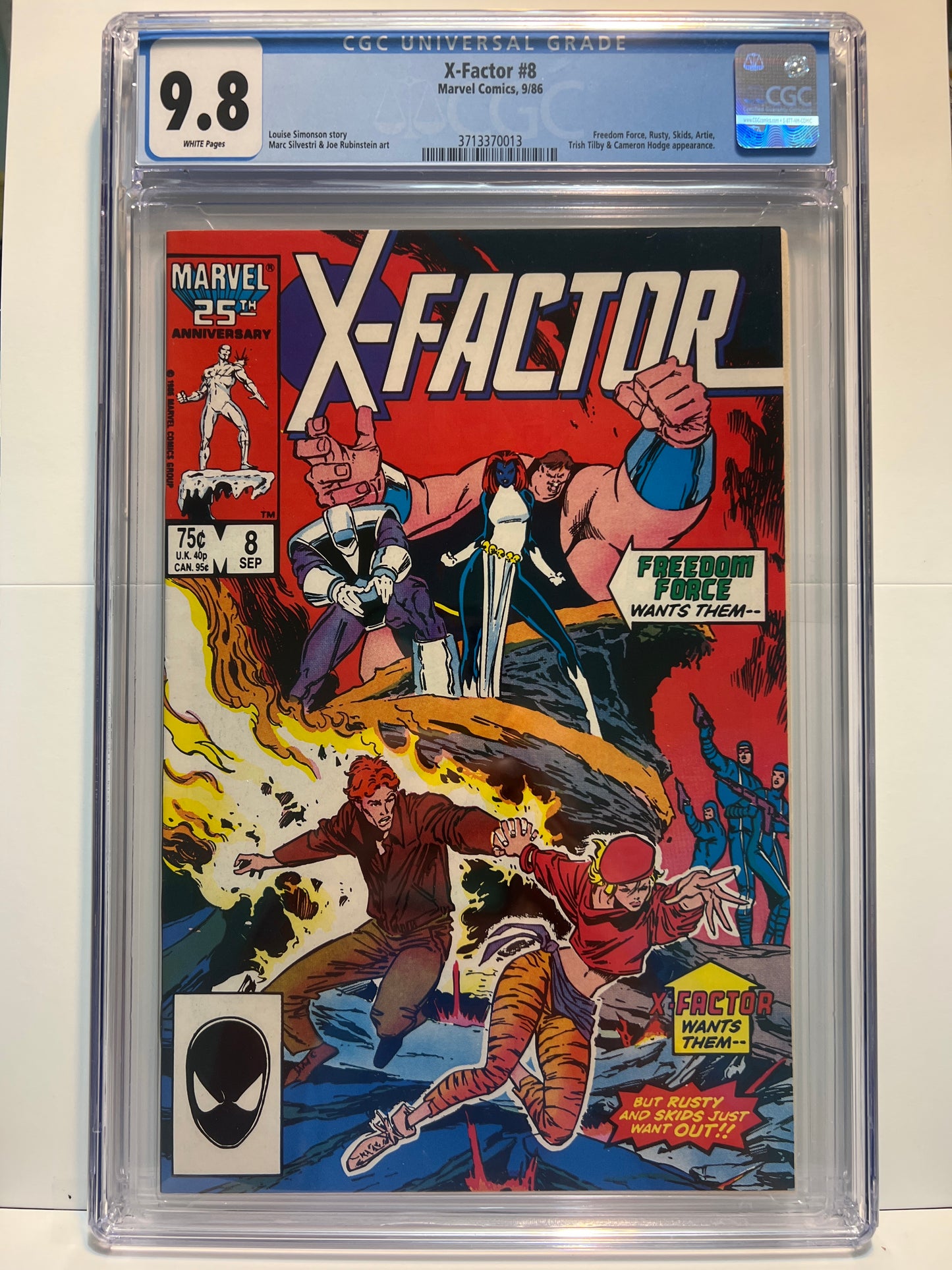 X-factor #8 CGC 9.8 Marvel Comics 1986 White Pages