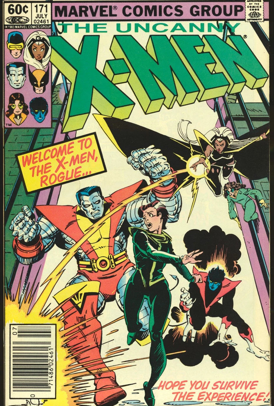 X-men #171 VF- Classic Rogue Joins Cover News Stand Variant in Top Loader
