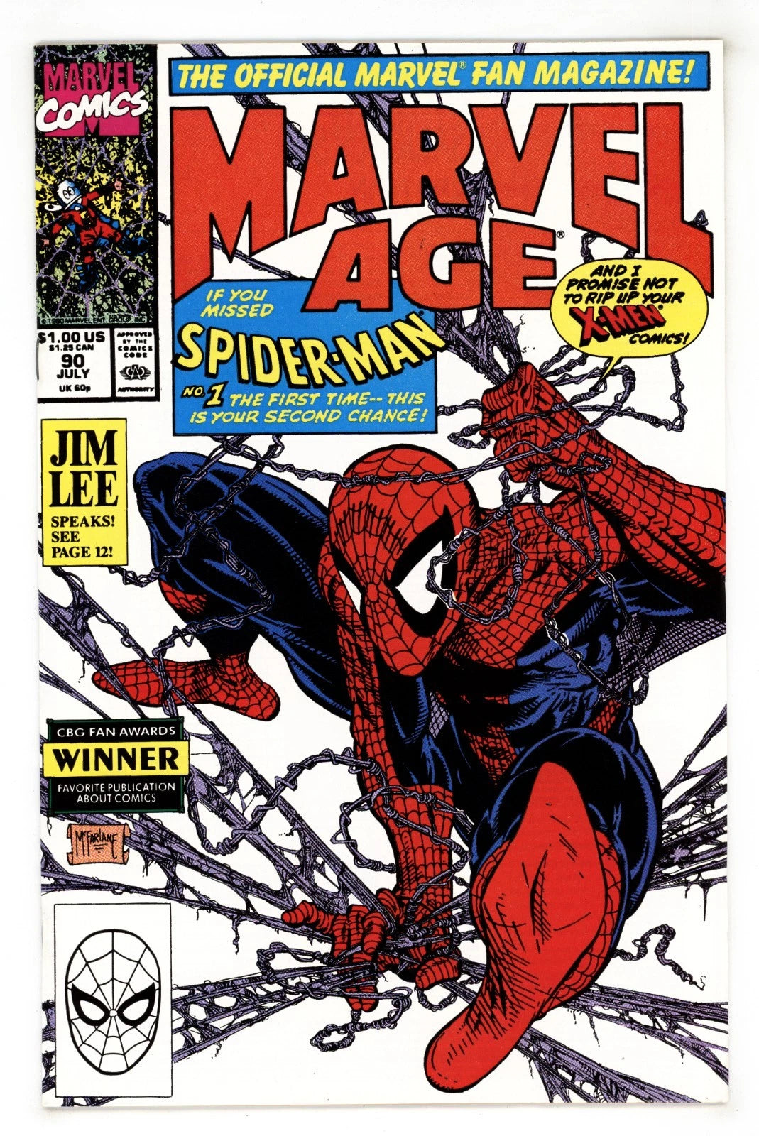 Marvel Age #90 McFarlane Spider-man July 1990