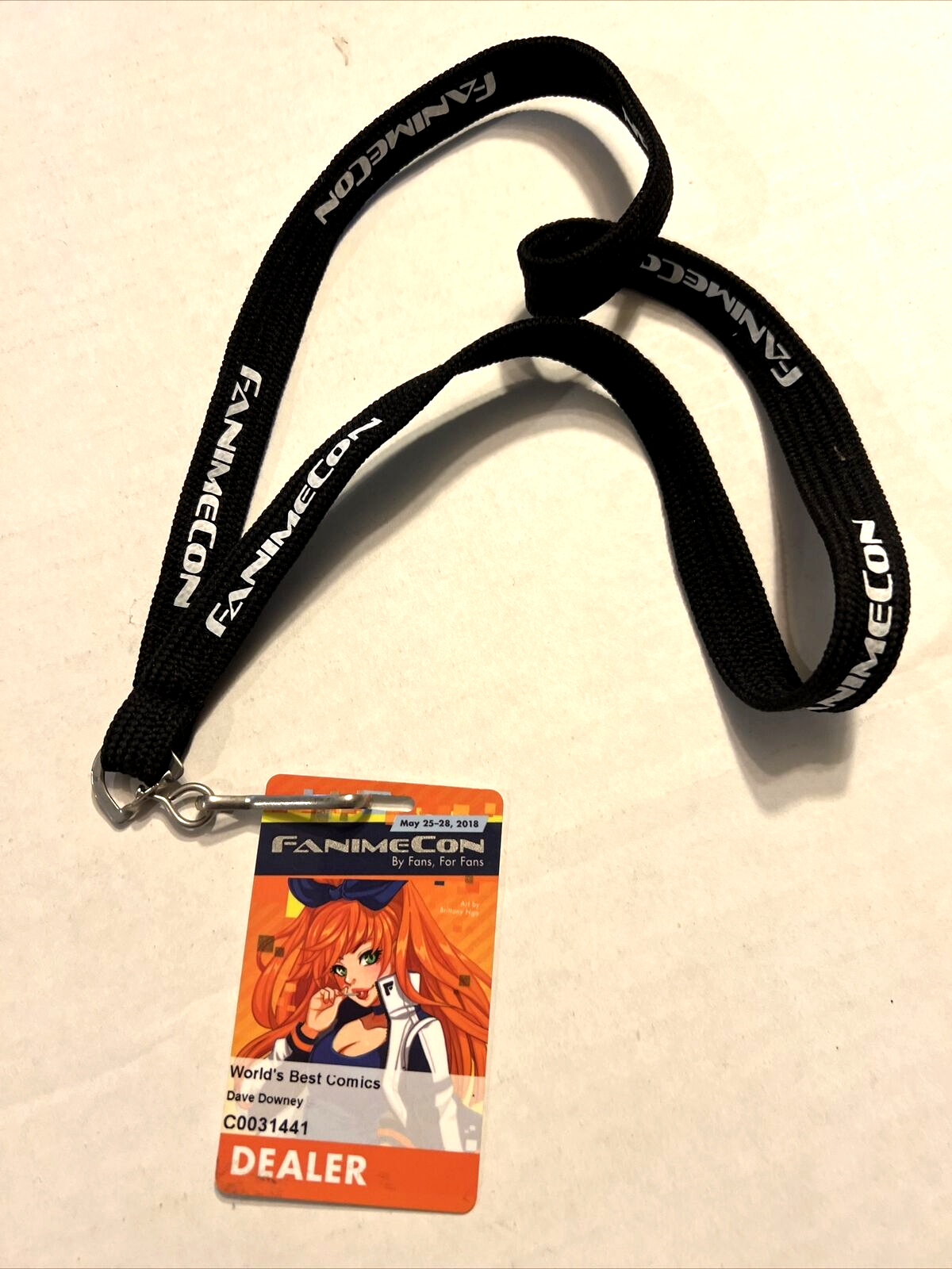 FANIME CONVENTION LANYARD AND PASS ANIME CON 2018 SAN JOSE CALIFORNIA