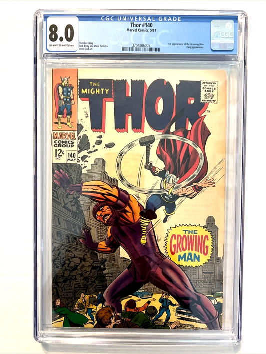 THOR #140 CGC 8.0 1967 STAN LEE JACK KIRBY 1st GROWING MAN SILVER AGE MARVEL