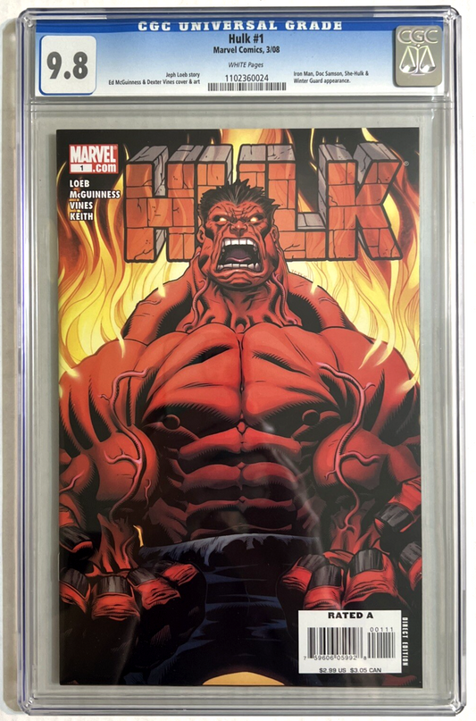 HULK #1 CGC 9.8 MARVEL COMICS 2008 MAIN COVER 1st APP RED HULK