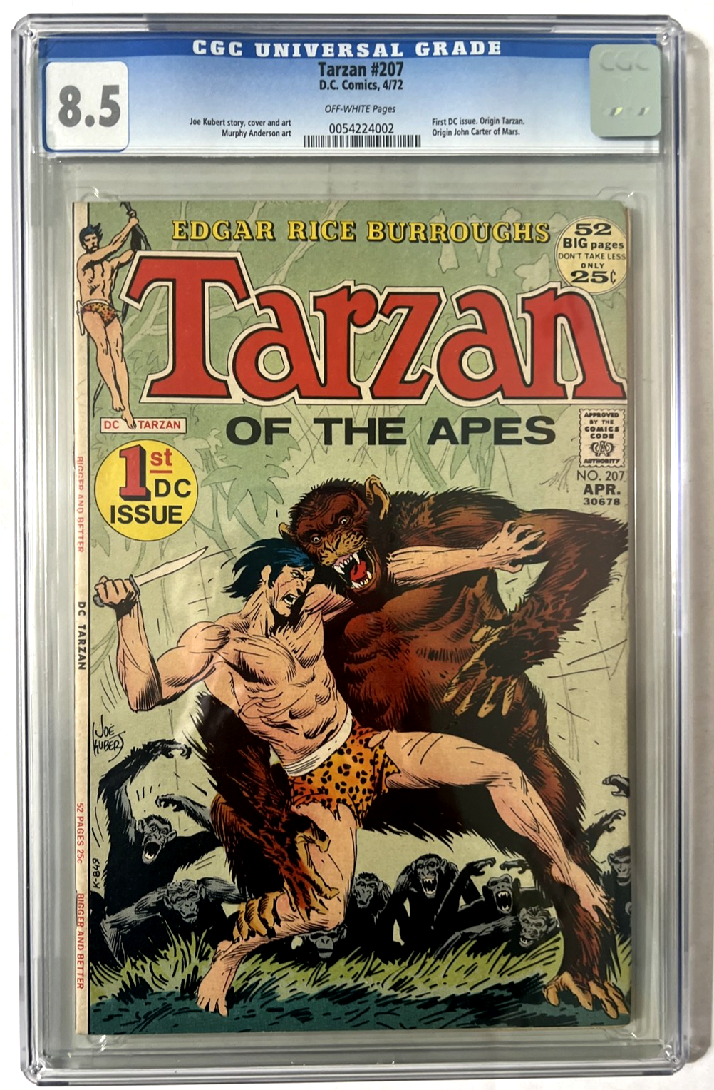 TARZAN #207 CGC 8.5 DC COMICS 1972 BRONZE AGE 52 PAGE GIANT 1st DC ISSUE