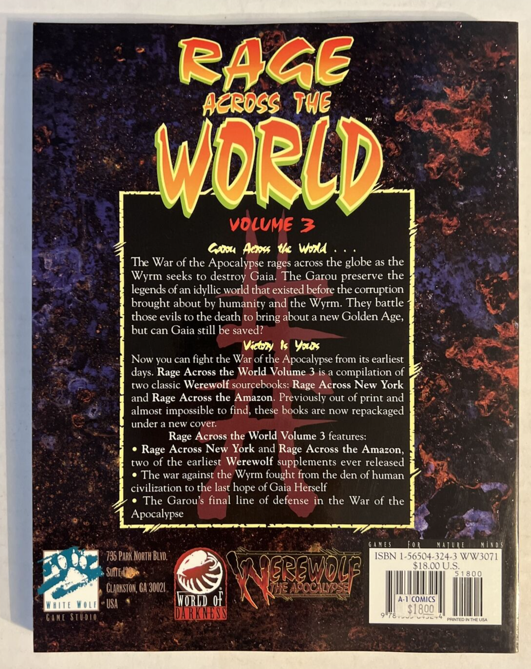 RAGE ACROSS THE WORLD VOL 3 WEREWOLF THE APOCOLYPSE  WHITE WOLF WW3071