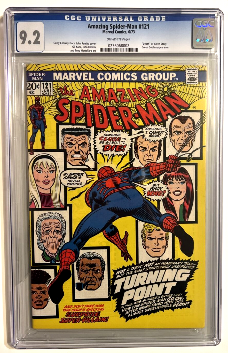 AMAZING SPIDER-MAN #121 CGC 9.2 DEATH GWEN STACY MARVEL COMICS 1973 GREEN GOBLIN
