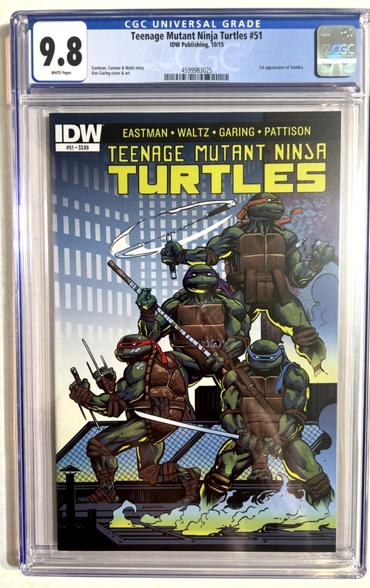 TEENAGE MUTANT NINJA TURTLES #51 TMNT CGC 9.8 WHITE PGS 1ST APP JENNIKA IDW 2015