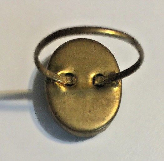 VINTAGE BRASS RING MADE IN CZECHOSLOVAKIA GREEN W/STRIPE 15MM