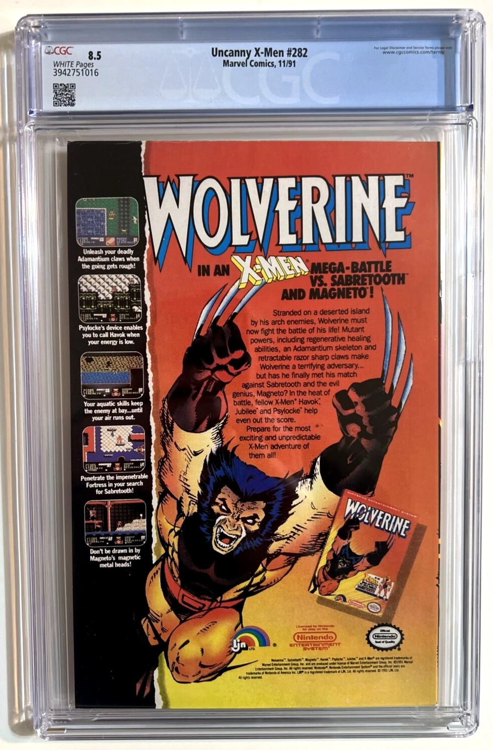 UNCANNY X-MEN #282 CGC 8.5 MARVEL COMICS 1991 1ST BISHOP WHITE PAGES