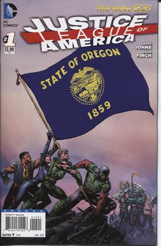 JUSTICE LEAGUE OF AMERICA #1 OREGON FLAG VARIANT COVER GEOFF JOHNS NM 1ST PRINT