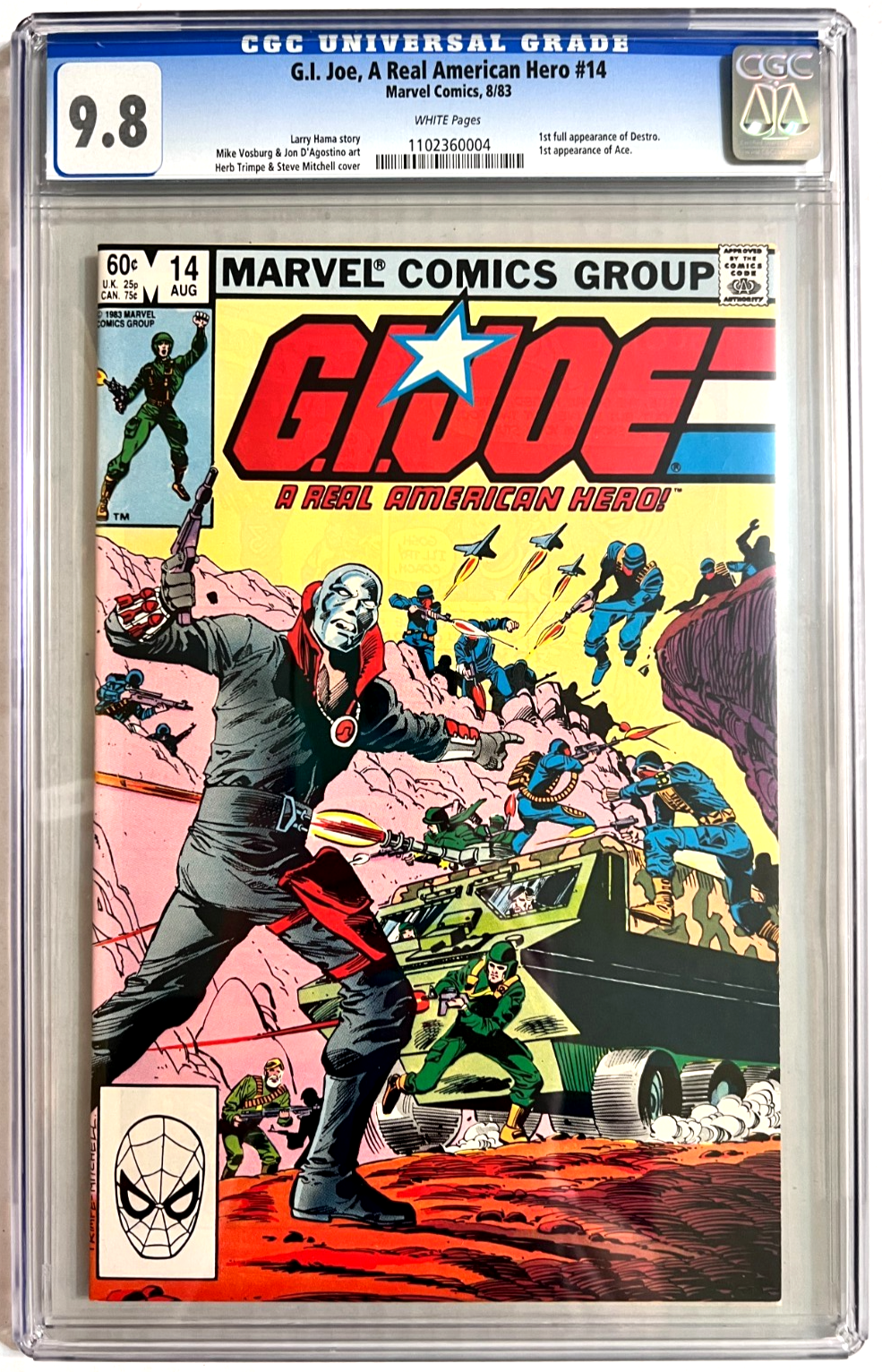 G.I. JOE A REAL AMERICAN HERO #14 CGC 9.8 MARVEL 1983 1ST FULL DESTRO WHITE PGS