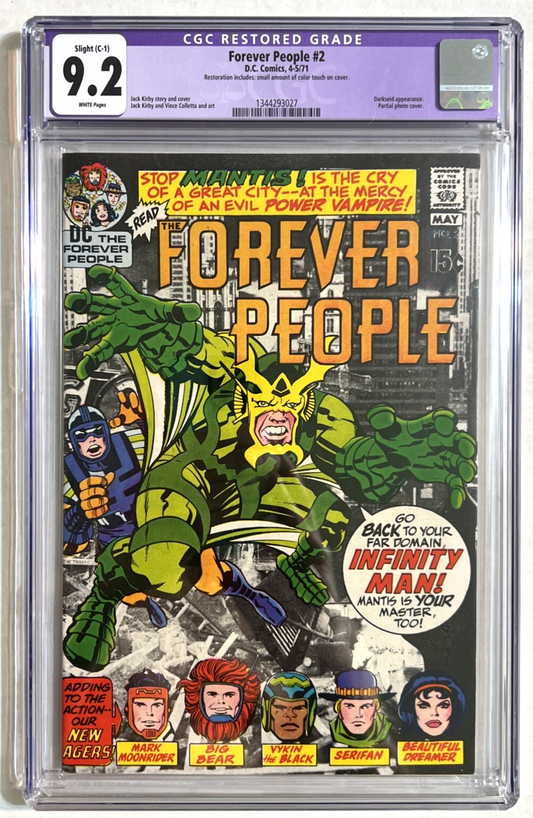 FOREVER PEOPLE #2 CGC 9.2 SLIGHT RESTORATION JACK KIRBY DC COMICS 1971