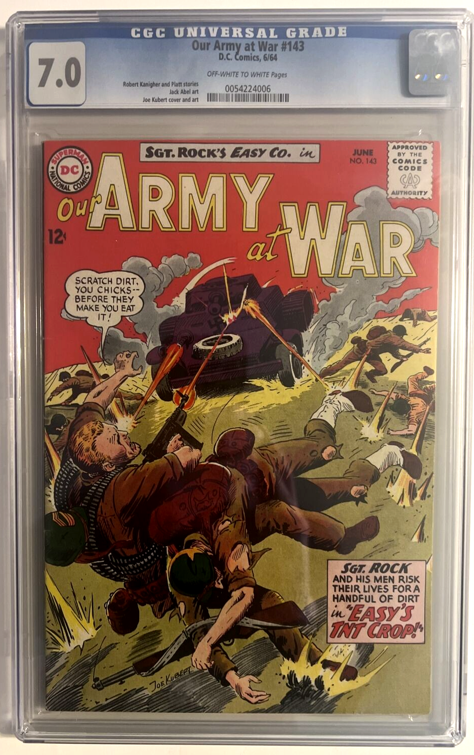 OUR ARMY AT WAR #143 CGC 7.0 DC COMICS 1964 SILVER AGE SGT ROCK JOE KUBERT