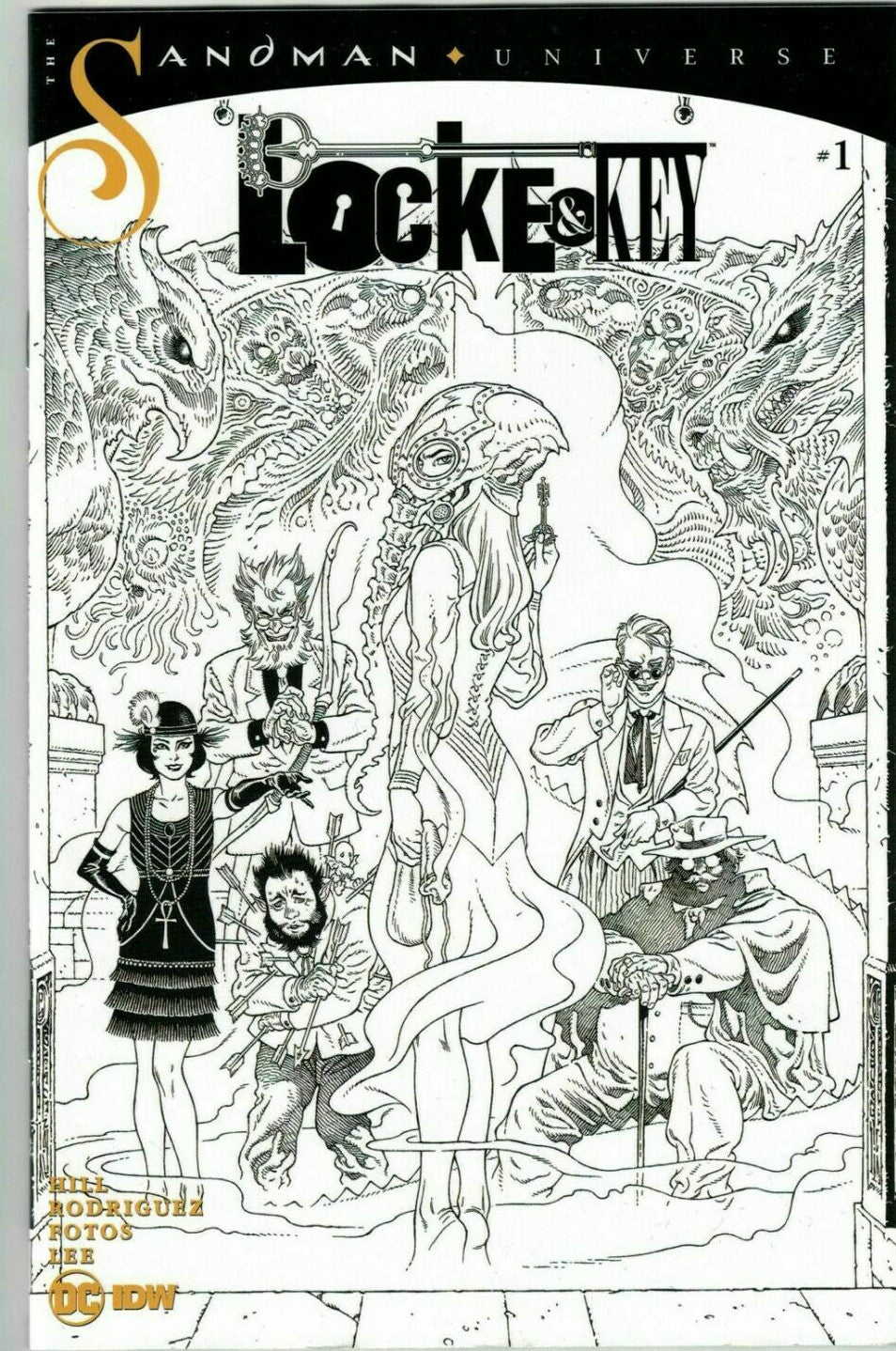 LOCKE & KEY SANDMAN HELL & GONE #1 1:10 VARIANT COVER B&W RODRIQUE 2021 DC IDW