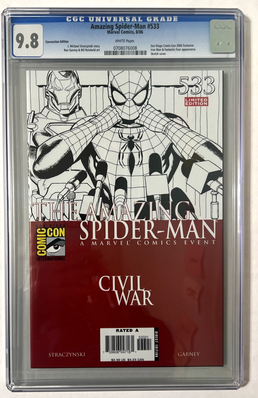 Amazing Spider-Man #533 CGC 9.8 Civil War Sketch Variant SDCC Convention Edition