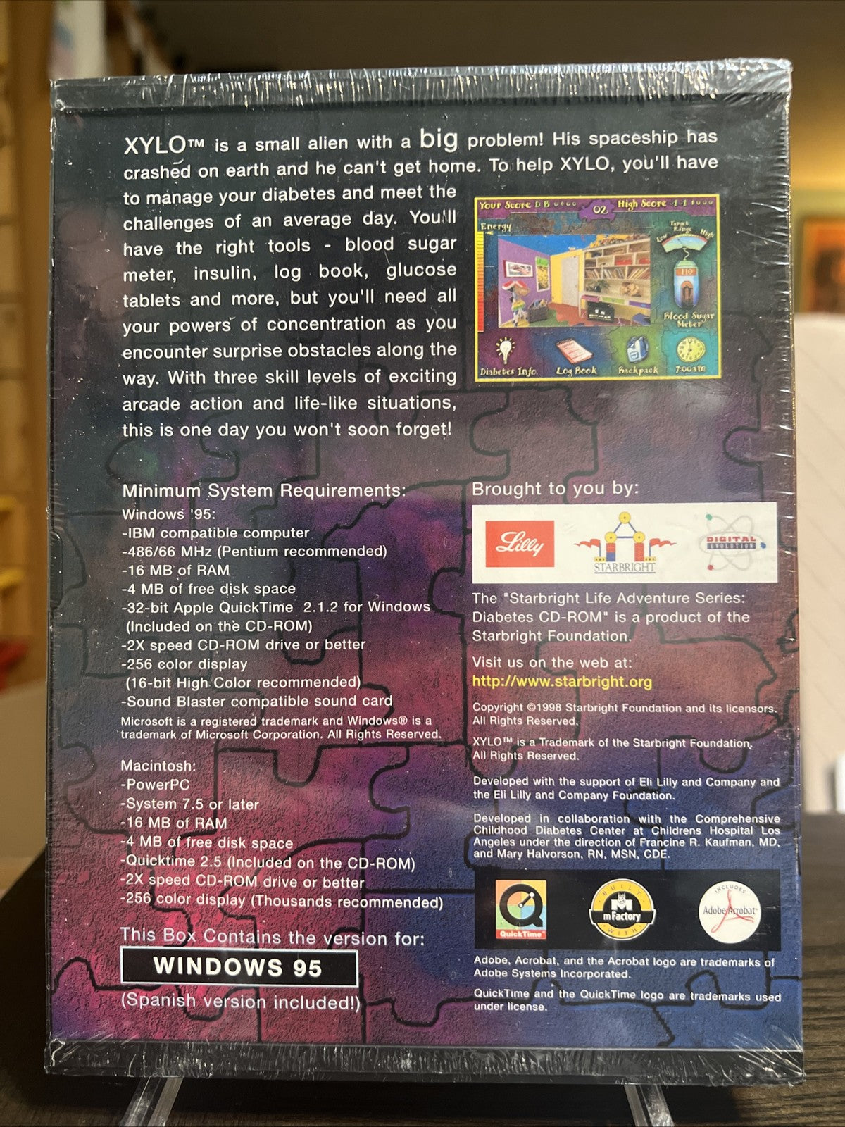 1998 SEALED STARBRIGHT LIFE ADVENTURE SERIES DIABETES CD-ROM Game PC Windows 95