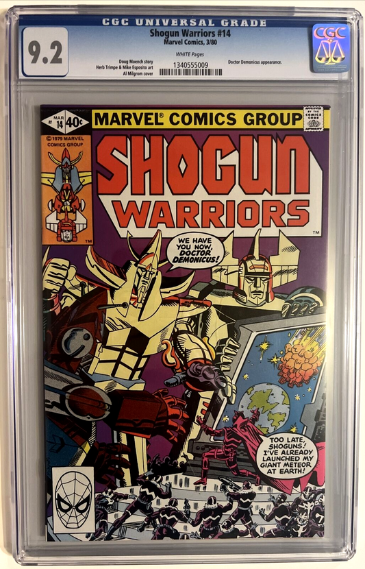 SHOGUN WARRIORS #14 CGC 9.2 MARVEL COMICS 1980 WHITE PAGES
