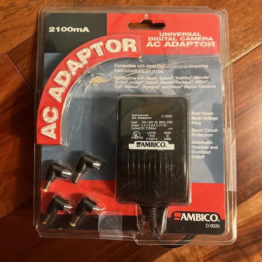 UNIVERSAL DIGITAL CAMERA AC ADAPTOR 2100mA  AMBICO MODEL D-0920 USED IN PACKAGE