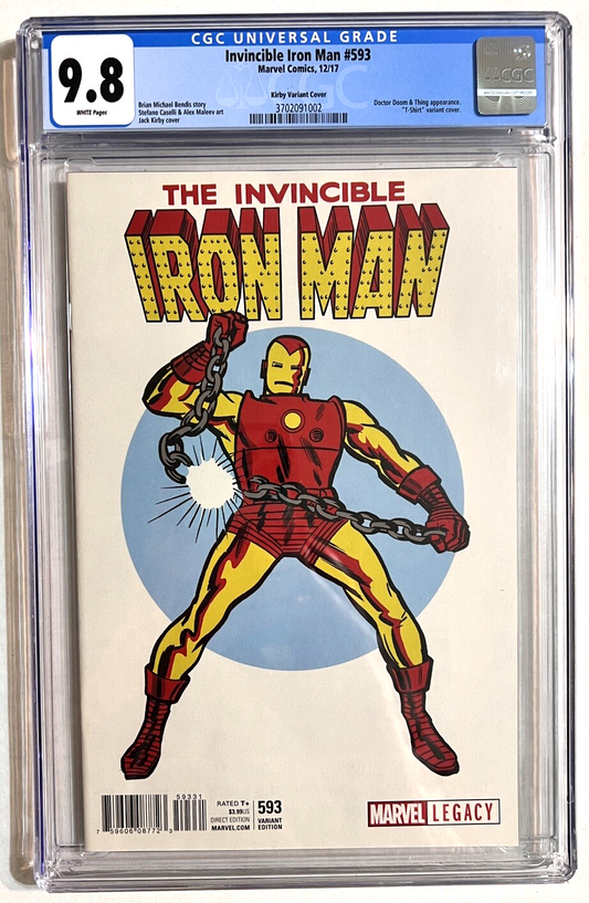 INVINCIBLE IRON MAN #593 CGC 9.8 KIRBY T-SHIRT 1:50 VARIANT MARVEL COMICS 2017