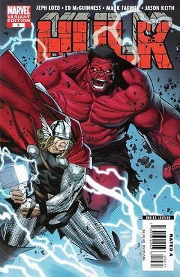 HULK #5 OLIVIER COIPEL VARIANT- RED HULK VS. THOR LOEB NM 1ST PRINT