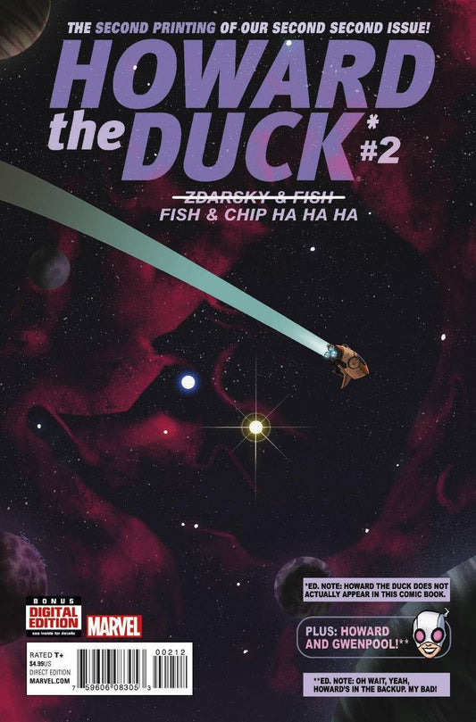 HOWARD THE DUCK #2 NM 2ND PRINT 2015 MARVEL COMICS