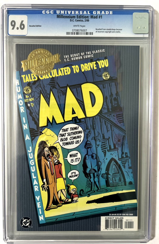 MAD #1 MILLENNIUM EDITION CGC 9.6 RECALLED EDITION WHITE PAGES DC EC COMICS