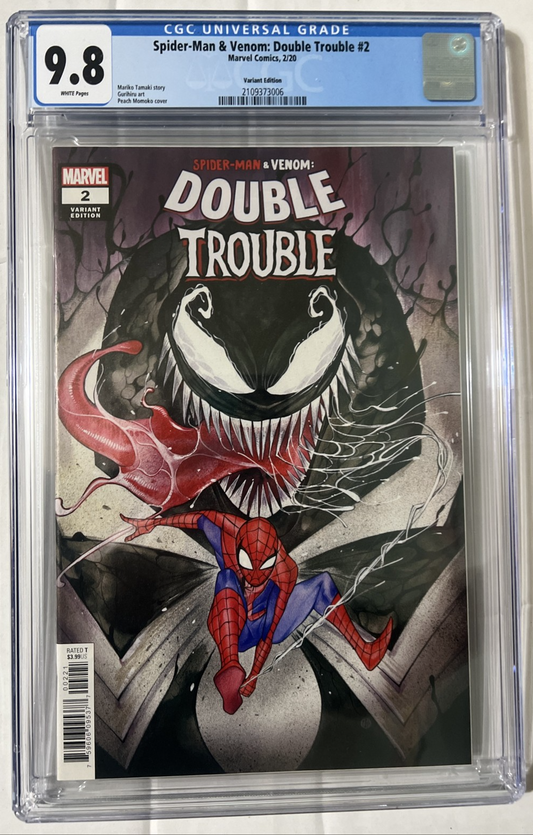 Spider-Man and Venom Double Trouble #2 Peach Momoko 1:25 Variant CGC 9.8