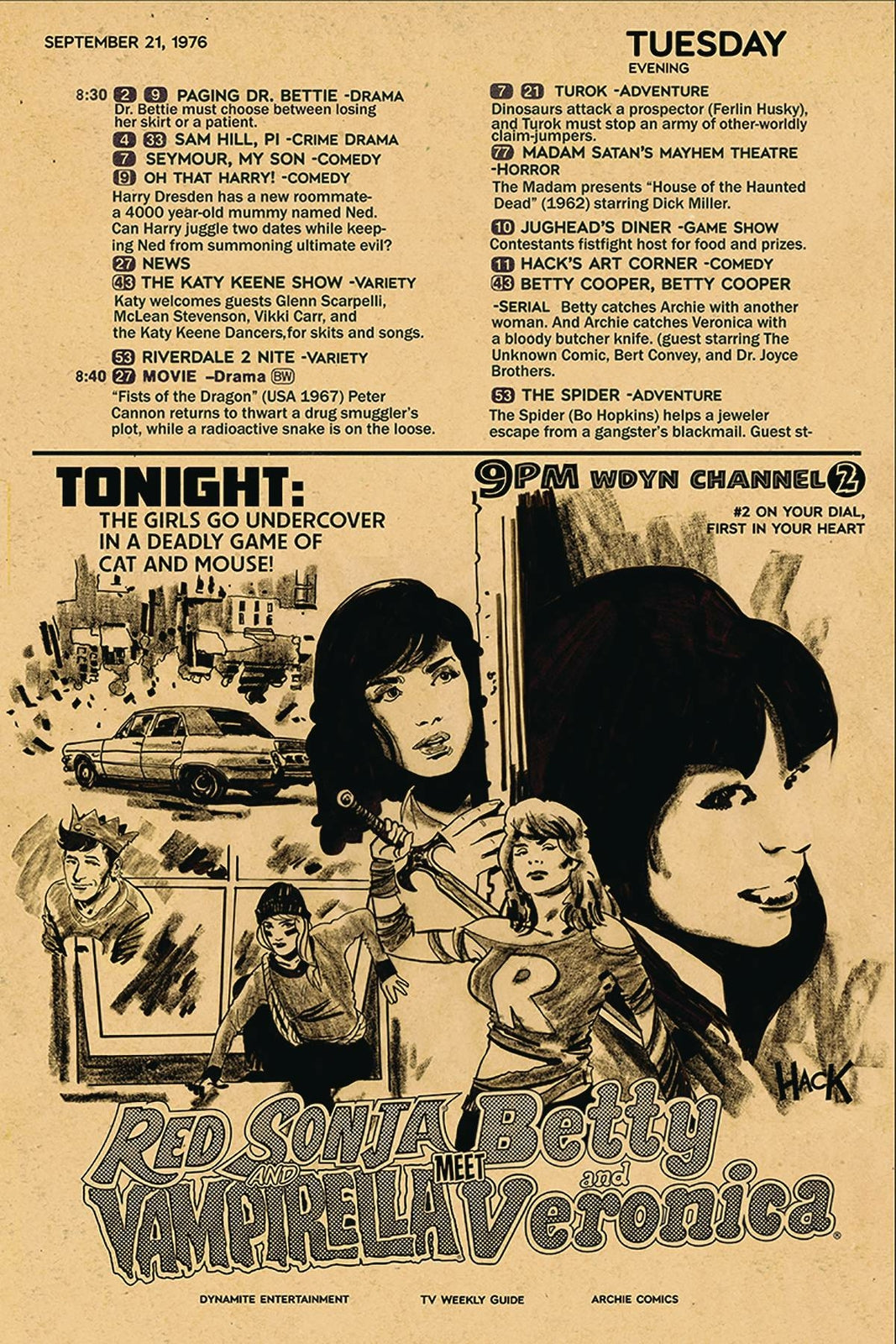 RED SONJA VAMPIRELLA BETTY VERONICA #2 COVER B HACK DYNAMITE NM 1ST PRINT 2019