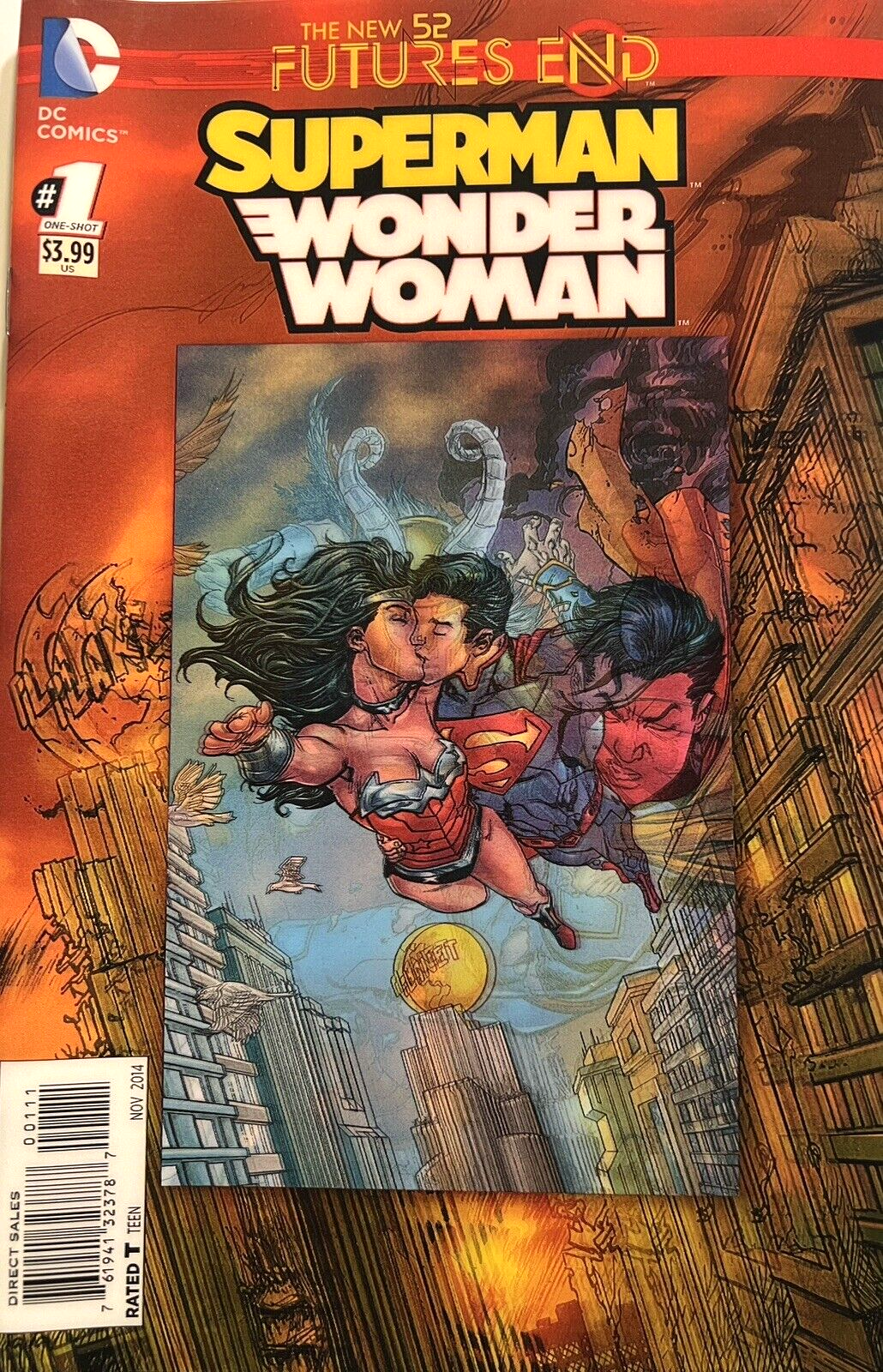 SUPERMAN WONDER WOMAN FUTURES END #1 3D LENTICULAR COVER 2014 NM