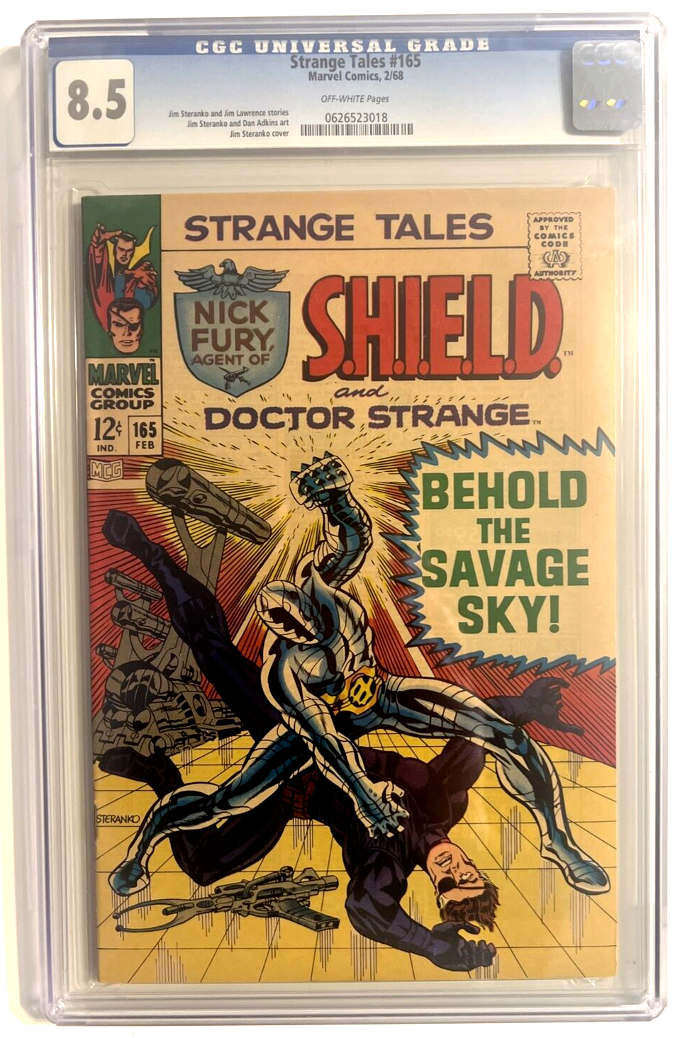 STRANGE TALES #165 CGC 8.5 NICK FURY SHIELD DOCTOR STRANGE JIM STERANKO 1968