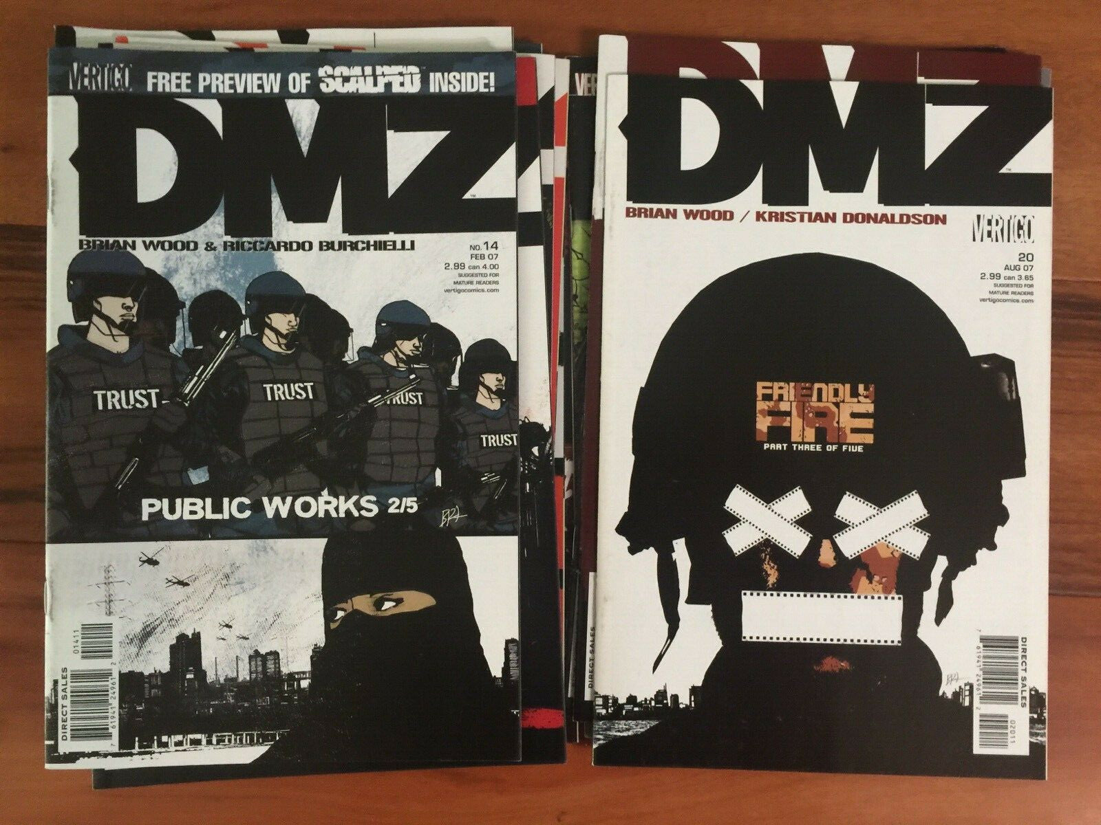 DMZ BRIAN WOOD VERTIGO SET OF 13 COMICS #5,7,8,9,10,11,12,13,14,20,21,22,23
