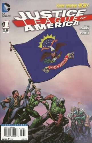 JUSTICE LEAGUE OF AMERICA #1 NORTH DAKOTA FLAG VARIANT COVER GEOFF NM 1ST PRINT