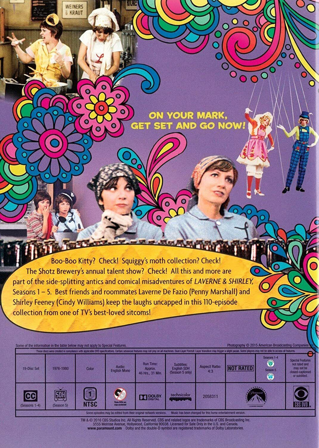 Laverne & Shirley-Seasons 1 2 3 4 5 DVD 2016 19-Disc Set USED IN VeryGood cond