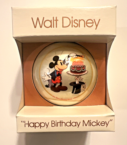 Walt Disney Schmid Glass Christmas Ball Ornament Happy Birthday Mickey 50th 1978