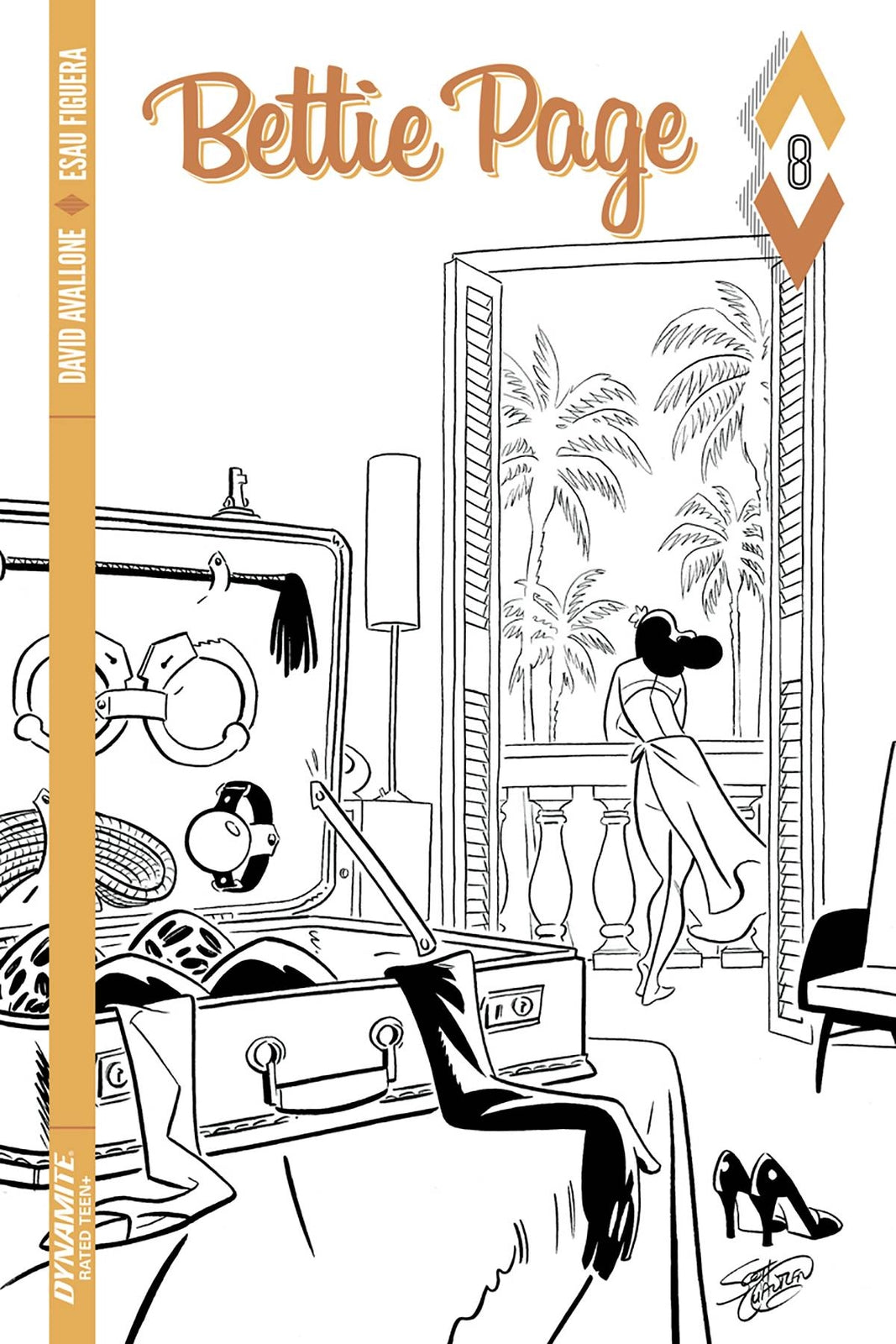 BETTIE PAGE #8 COVER D 10 COPY CHANTLER B&W VARIANT DYNAMITE NM