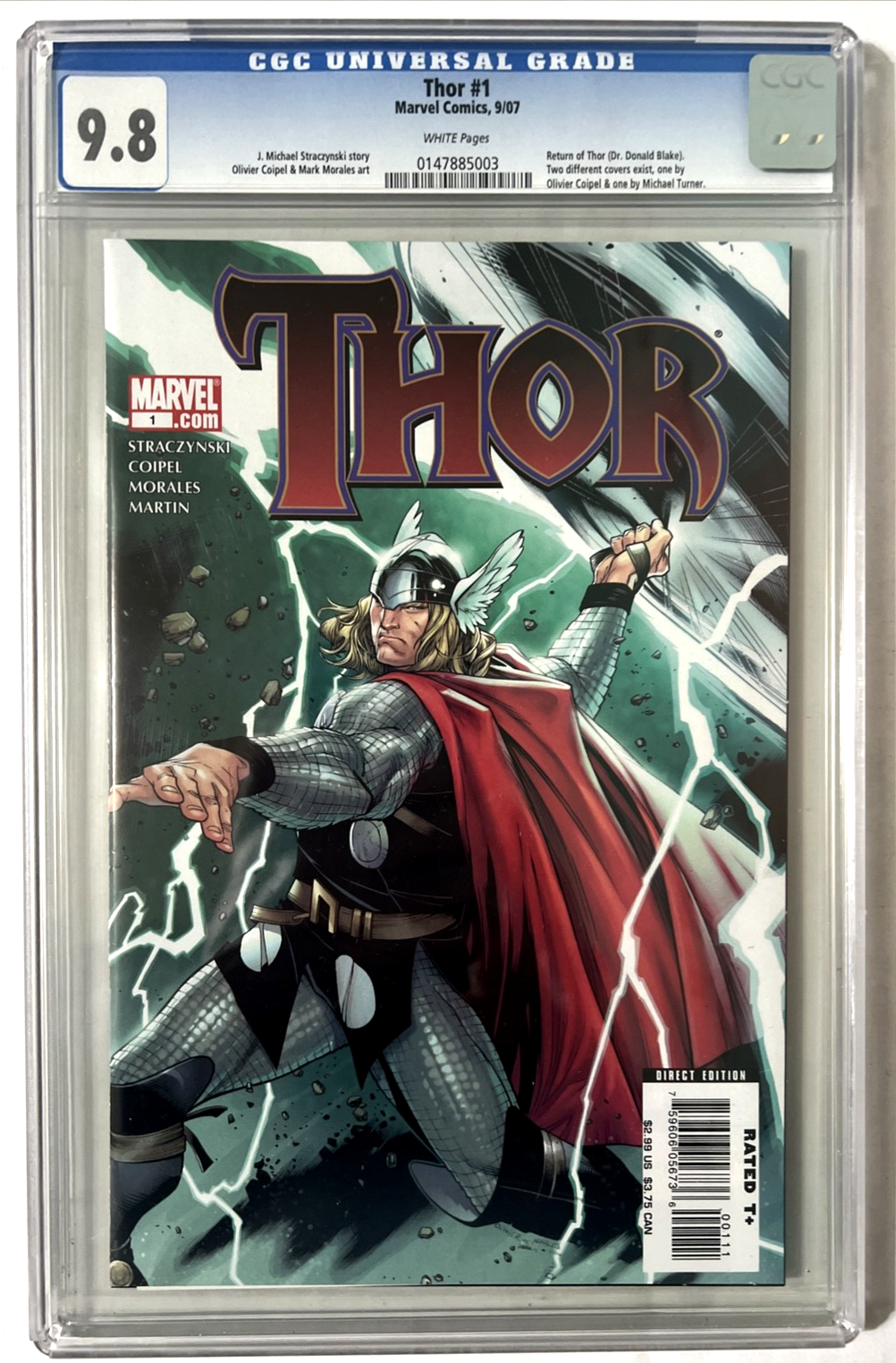 THOR #1 CGC 9.8 MARVEL 2007 COIPEL COVER WHITE PAGES RETURN OF THOR