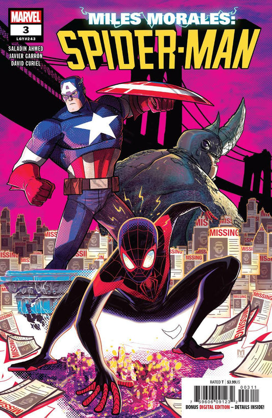 MILES MORALES SPIDER-MAN #3 MAIN COVER MARVEL NM 1ST PRINT 2019