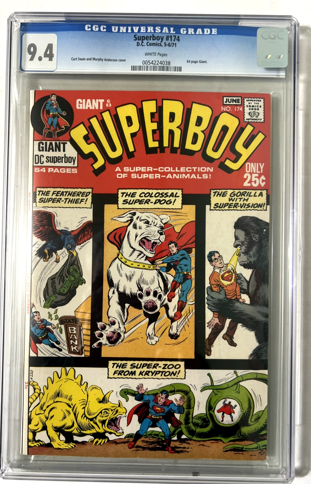 SUPERBOY #174 CGC 9.4 DC COMICS 1974 BRONZE AGE 64 PAGE GIANT WHITE PAGES