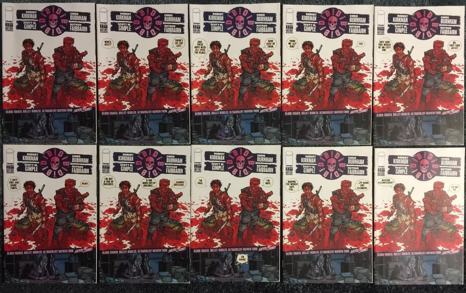 DIE! DIE! DIE! #1 ROBERT KIRKMAN 10 COPIES COVER VARIANT SET NM