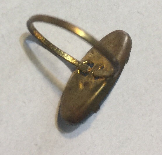 VINTAGE BRASS RING MADE IN CZECHOSLOVAKIA LAVENDER OVAL 14.5MM